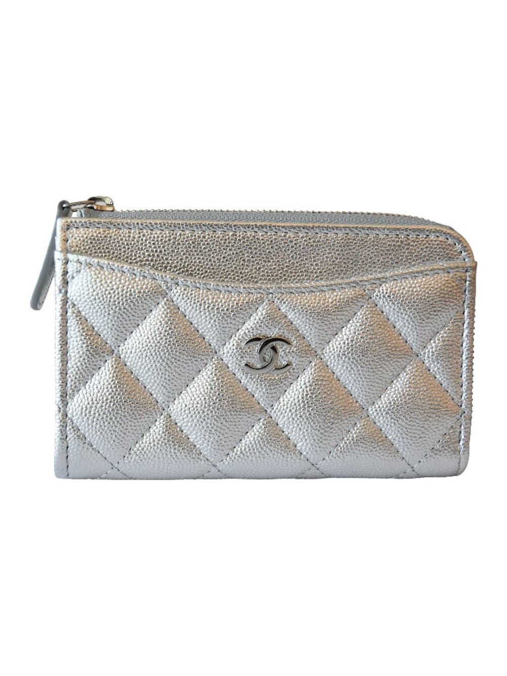 Chanel Classic L-Zip Card Holder Metallic Silver